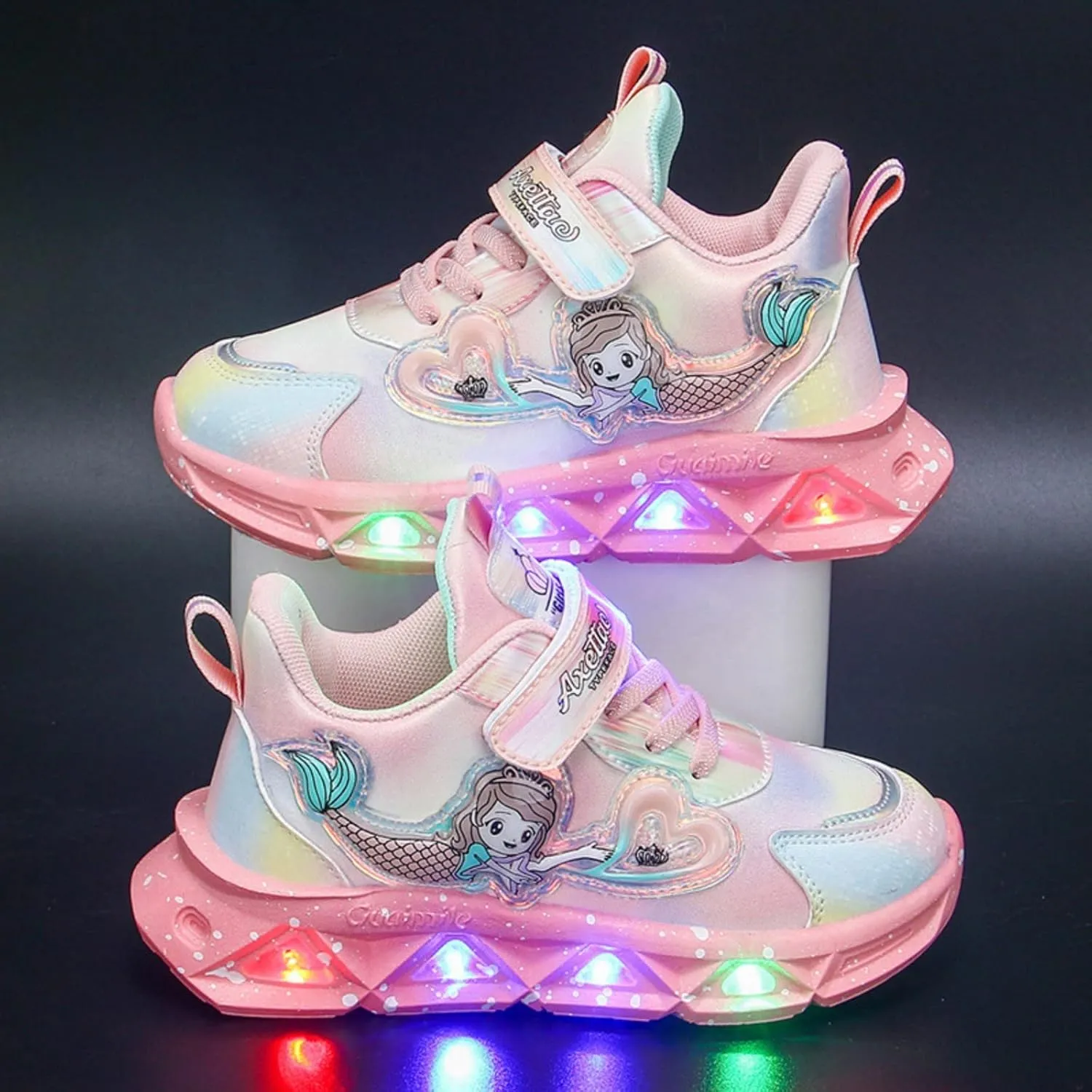Girls’ Princess Shoes Slip On Light-Up Sneakers Mermai𝐝 Shoes Breathable Mesh Sneakers Toddler Girl Tennis Shoes