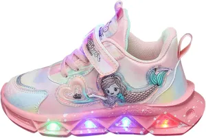 Girls’ Princess Shoes Slip On Light-Up Sneakers Mermai𝐝 Shoes Breathable Mesh Sneakers Toddler Girl Tennis Shoes