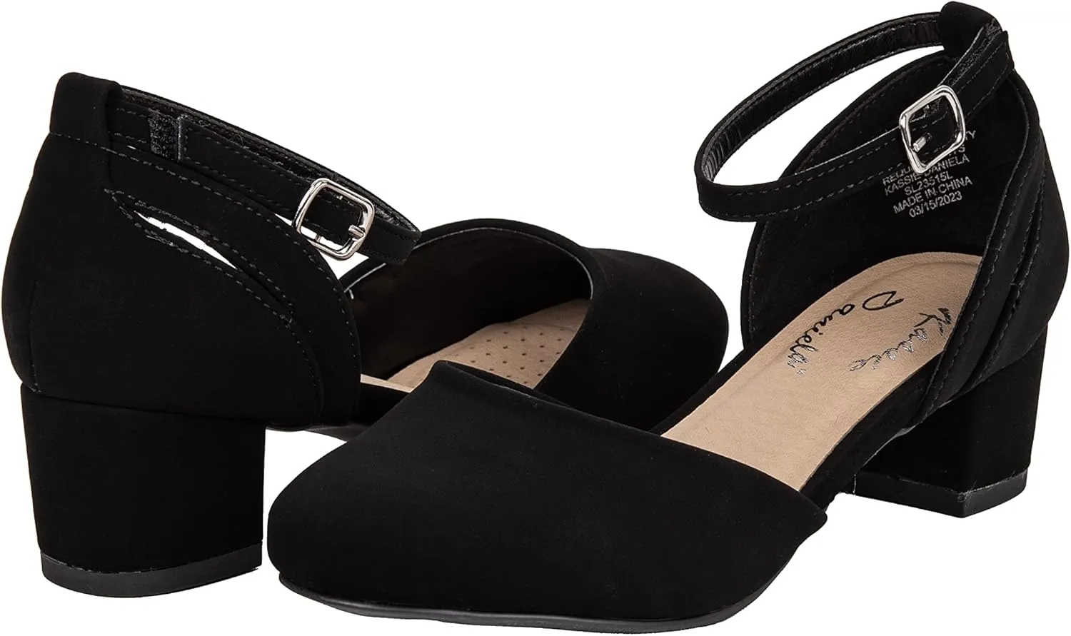 Girls Pumps Low Block Dress Shoes Ankle Strap Close Toe Heeled Sandals Mia-2