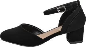 Girls Pumps Low Block Dress Shoes Ankle Strap Close Toe Heeled Sandals Mia-2