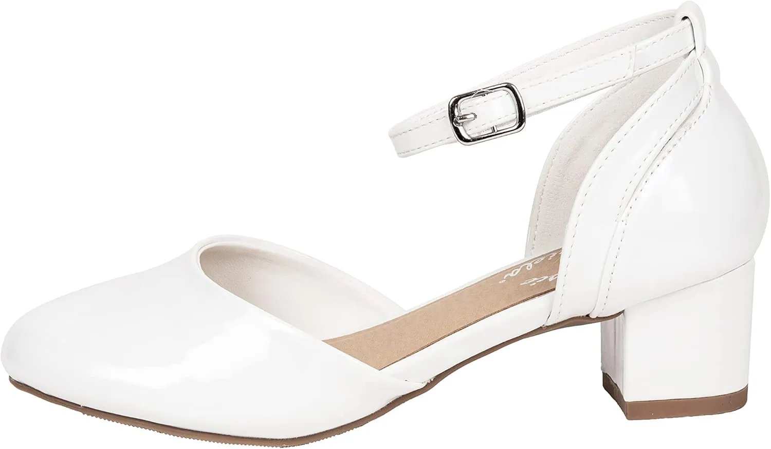 Girls Pumps Low Block Dress Shoes Ankle Strap Close Toe Heeled Sandals Mia-2