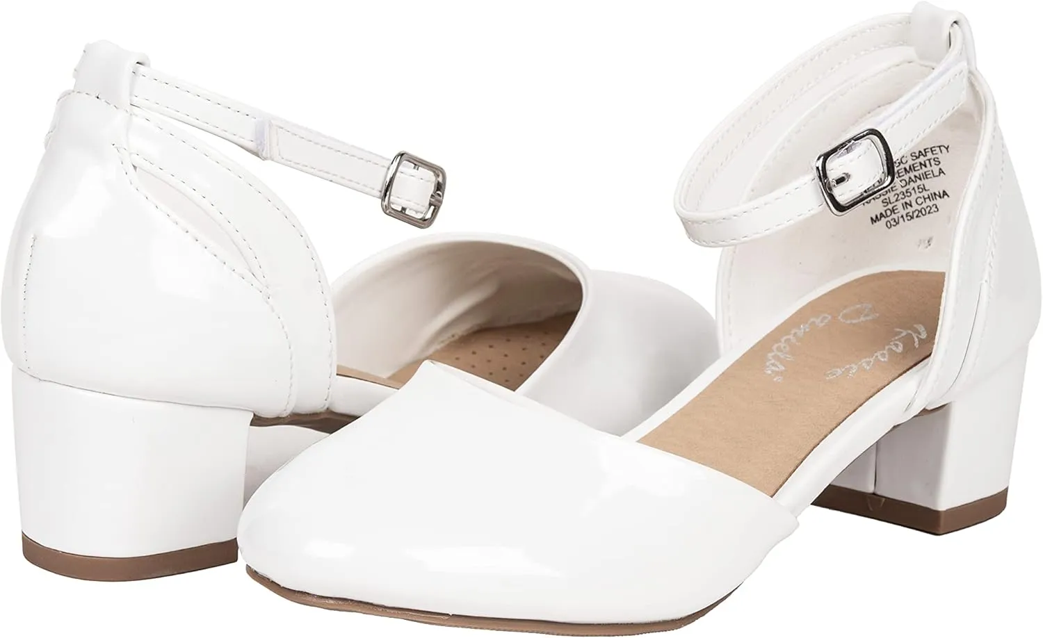 Girls Pumps Low Block Dress Shoes Ankle Strap Close Toe Heeled Sandals Mia-2