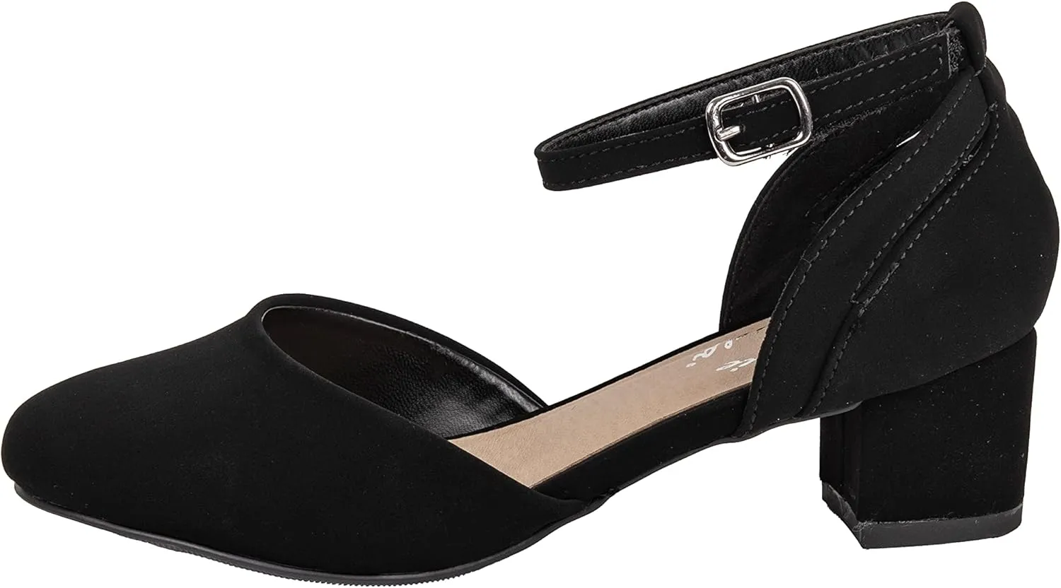 Girls Pumps Low Block Dress Shoes Ankle Strap Close Toe Heeled Sandals Mia-2