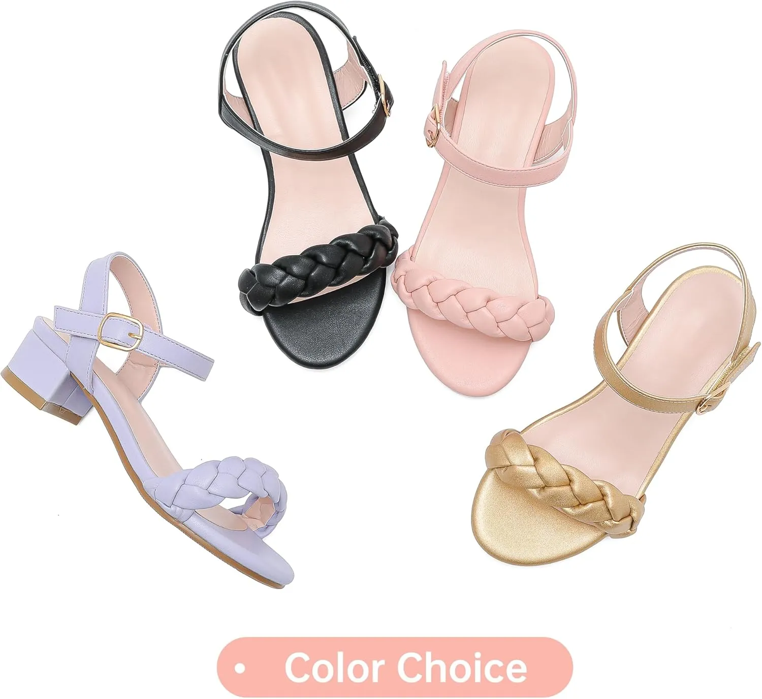 Girls Sandals Kids Heels Open Toe Ankle Strap Dress Shoes Flower Wedding Party for Toddler Little Big Kid