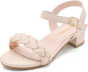 Girls Sandals Kids Heels Open Toe Ankle Strap Dress Shoes Flower Wedding Party for Toddler Little Big Kid