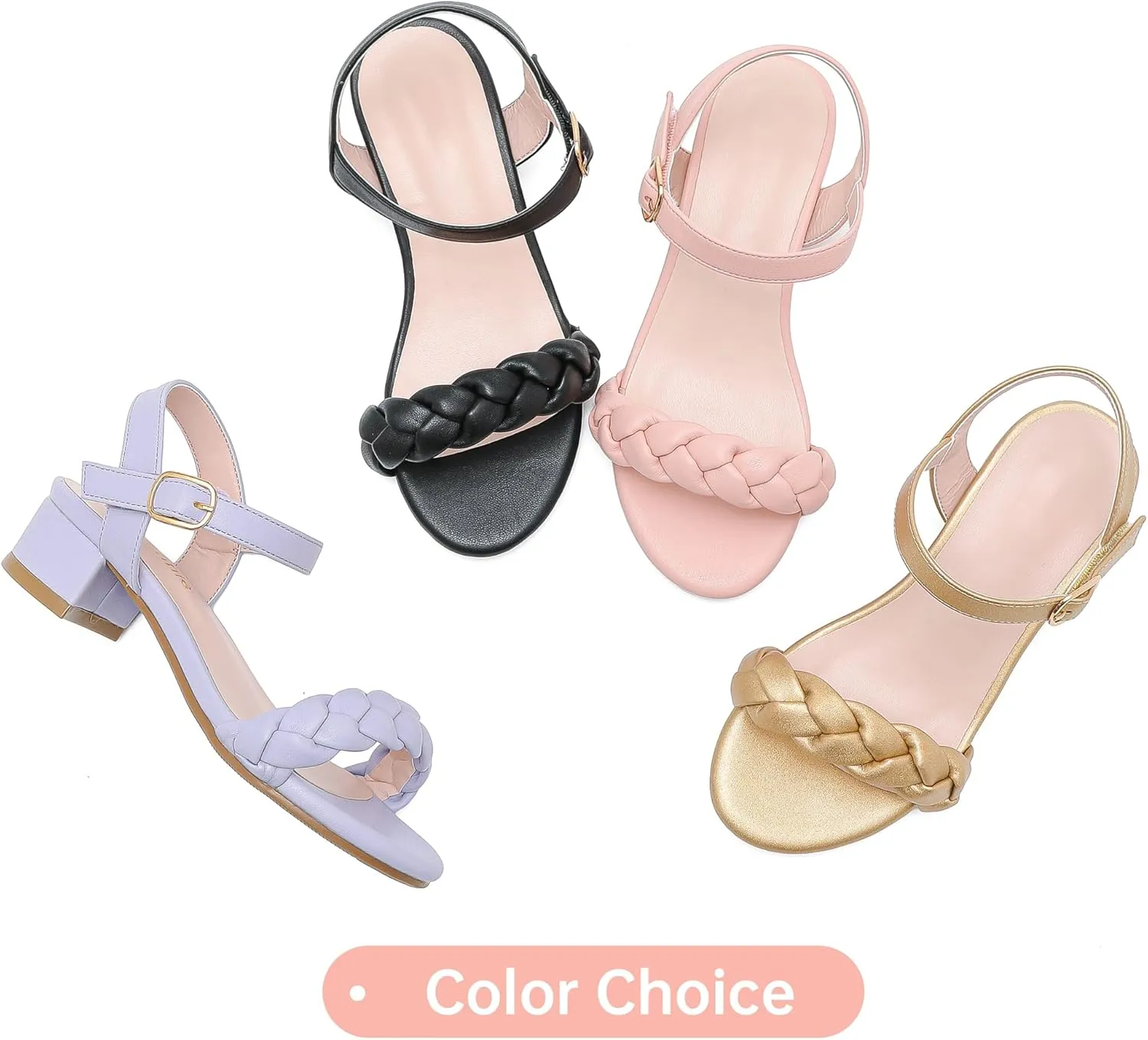 Girls Sandals Kids Heels Open Toe Ankle Strap Dress Shoes Flower Wedding Party for Toddler Little Big Kid