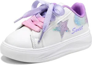 Girls Sneakers Glitter Tennis Shoes Lightweight Non-Slip Running Walking Shoes for Toddler/Little Kid/Big Kid