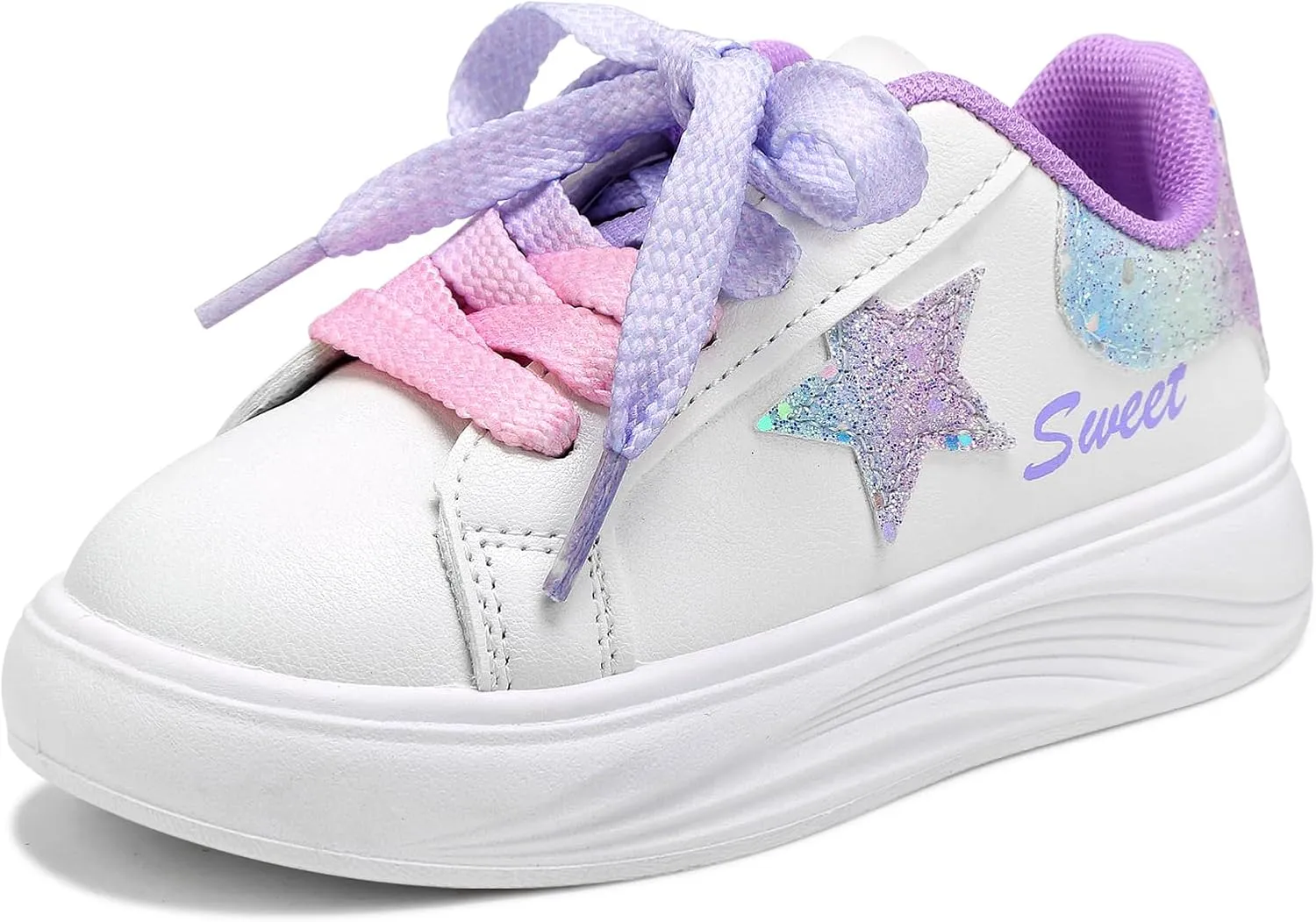 Girls Sneakers Glitter Tennis Shoes Lightweight Non-Slip Running Walking Shoes for Toddler/Little Kid/Big Kid