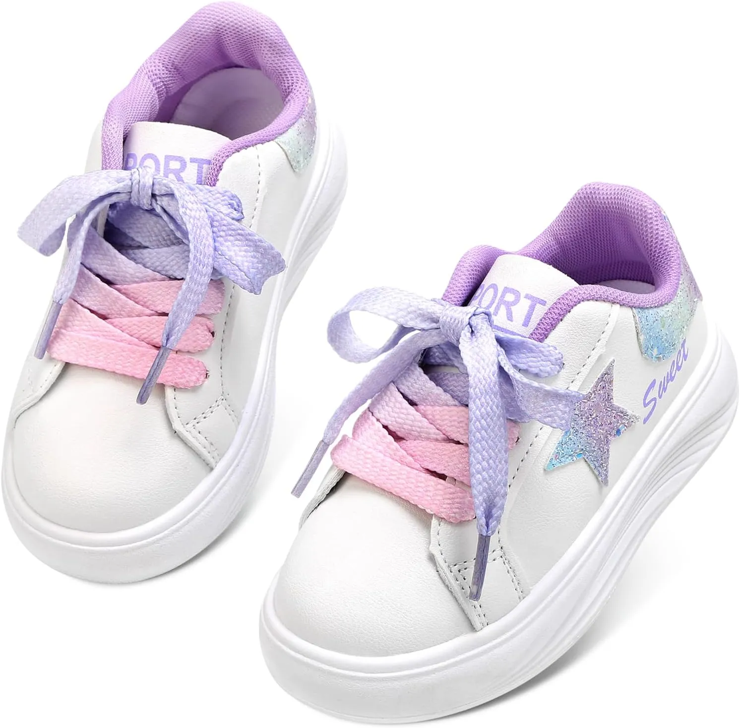 Girls Sneakers Glitter Tennis Shoes Lightweight Non-Slip Running Walking Shoes for Toddler/Little Kid/Big Kid