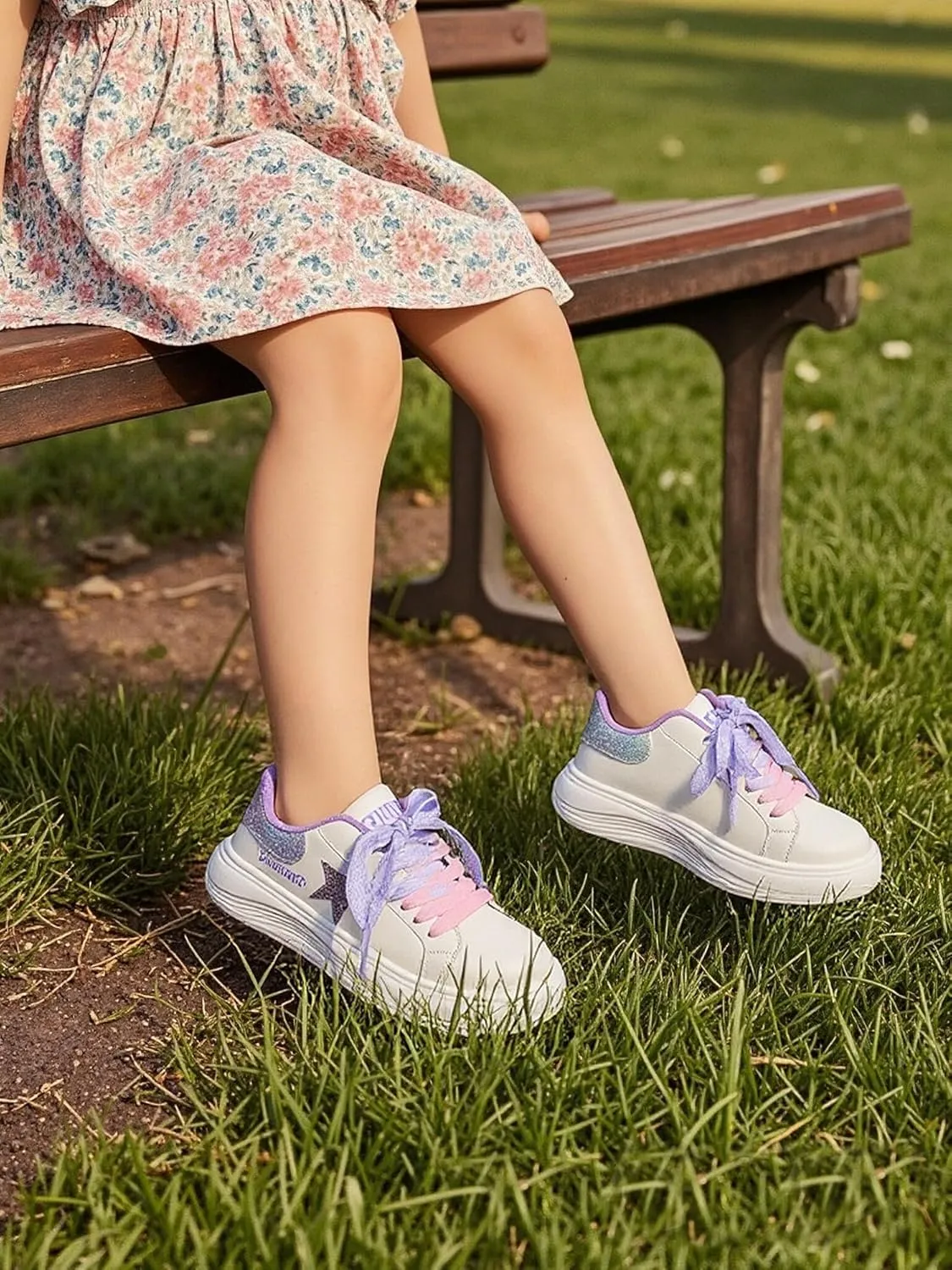 Girls Sneakers Glitter Tennis Shoes Lightweight Non-Slip Running Walking Shoes for Toddler/Little Kid/Big Kid