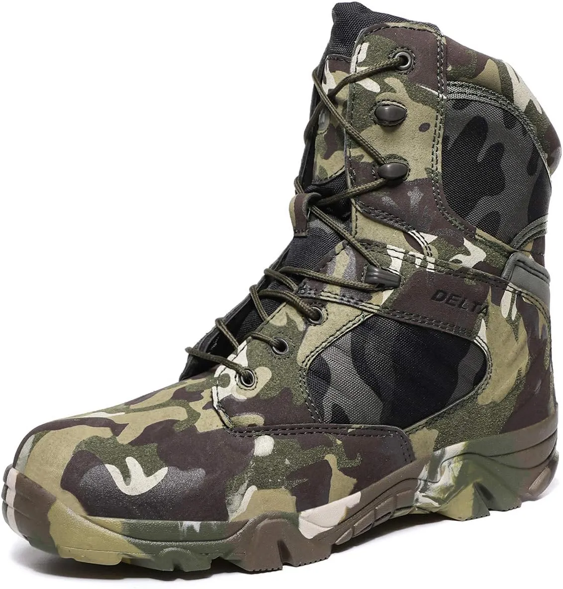 HARGLESMAN Men's Tactical Boots 8 Inches Combat Military Work Desert Leather Boots with Zipper