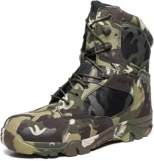 HARGLESMAN Men's Tactical Boots 8 Inches Combat Military Work Desert Leather Boots with Zipper