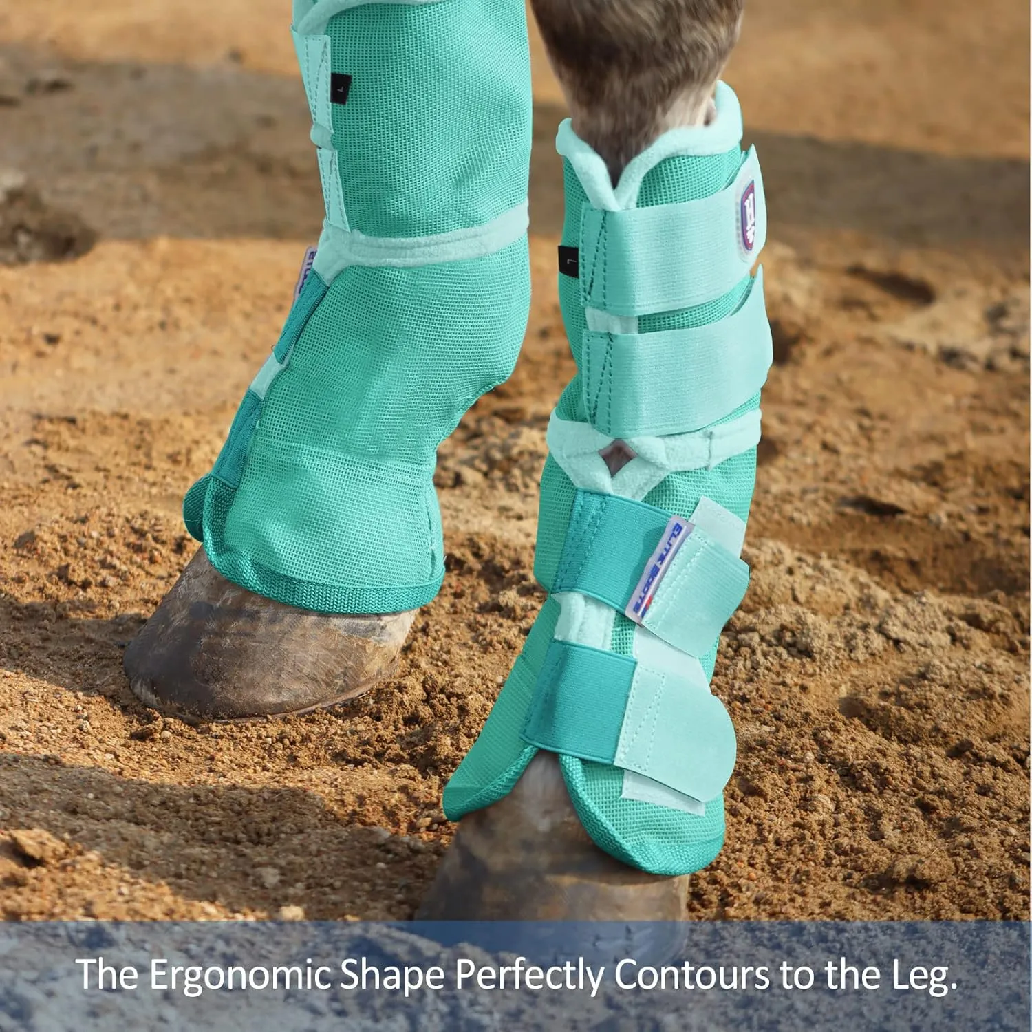Harrison Howard Horse Fly Boots Perfect Contoured Fit Leg Guards Dense Mesh Boots with Ventilated Comfort Reliable Protection from Summer Elements Set of 4 Mint XL