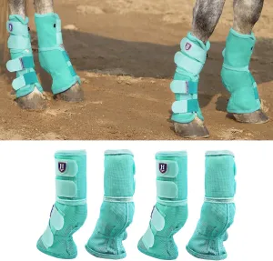 Harrison Howard Horse Fly Boots Perfect Contoured Fit Leg Guards Dense Mesh Boots with Ventilated Comfort Reliable Protection from Summer Elements Set of 4 Mint XL