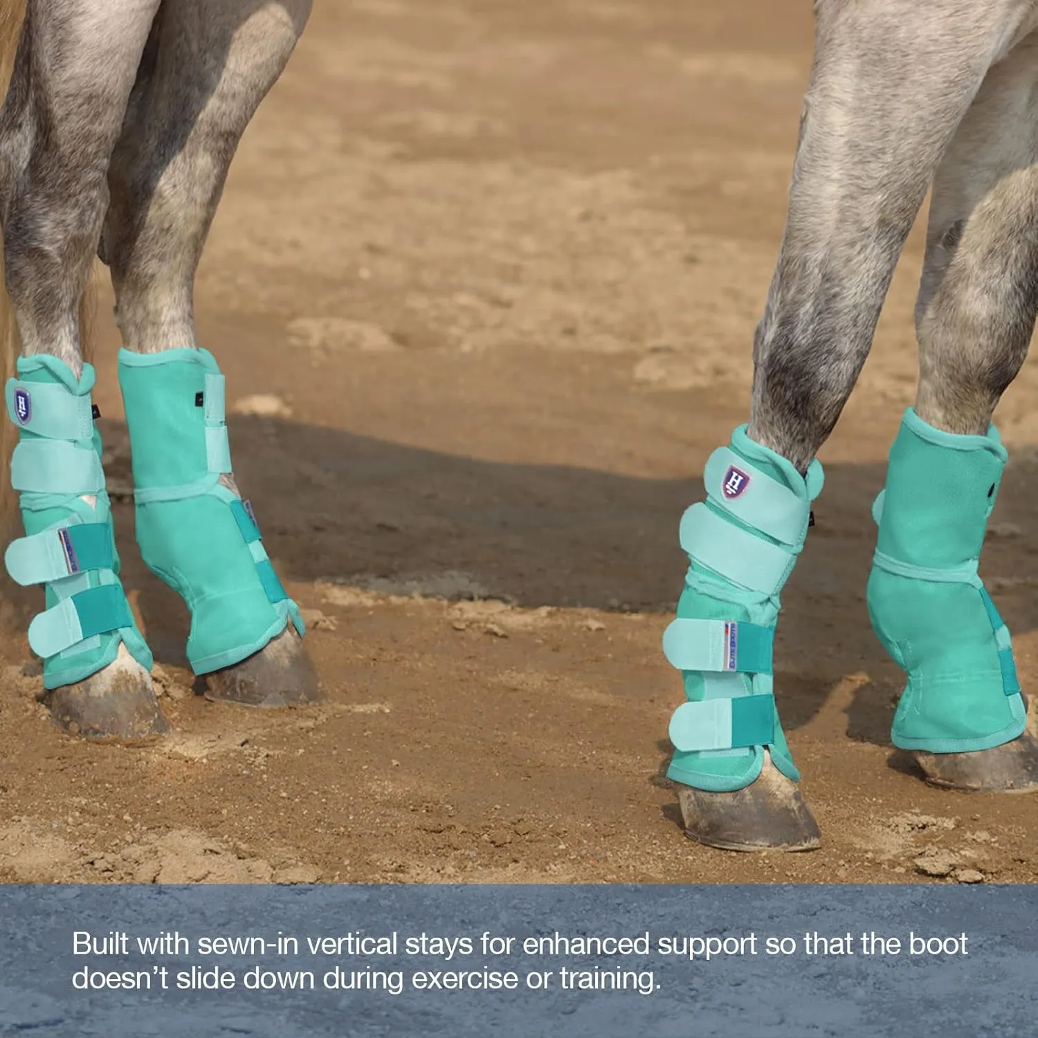 Harrison Howard Horse Fly Boots Perfect Contoured Fit Leg Guards Dense Mesh Boots with Ventilated Comfort Reliable Protection from Summer Elements Set of 4 Mint XL