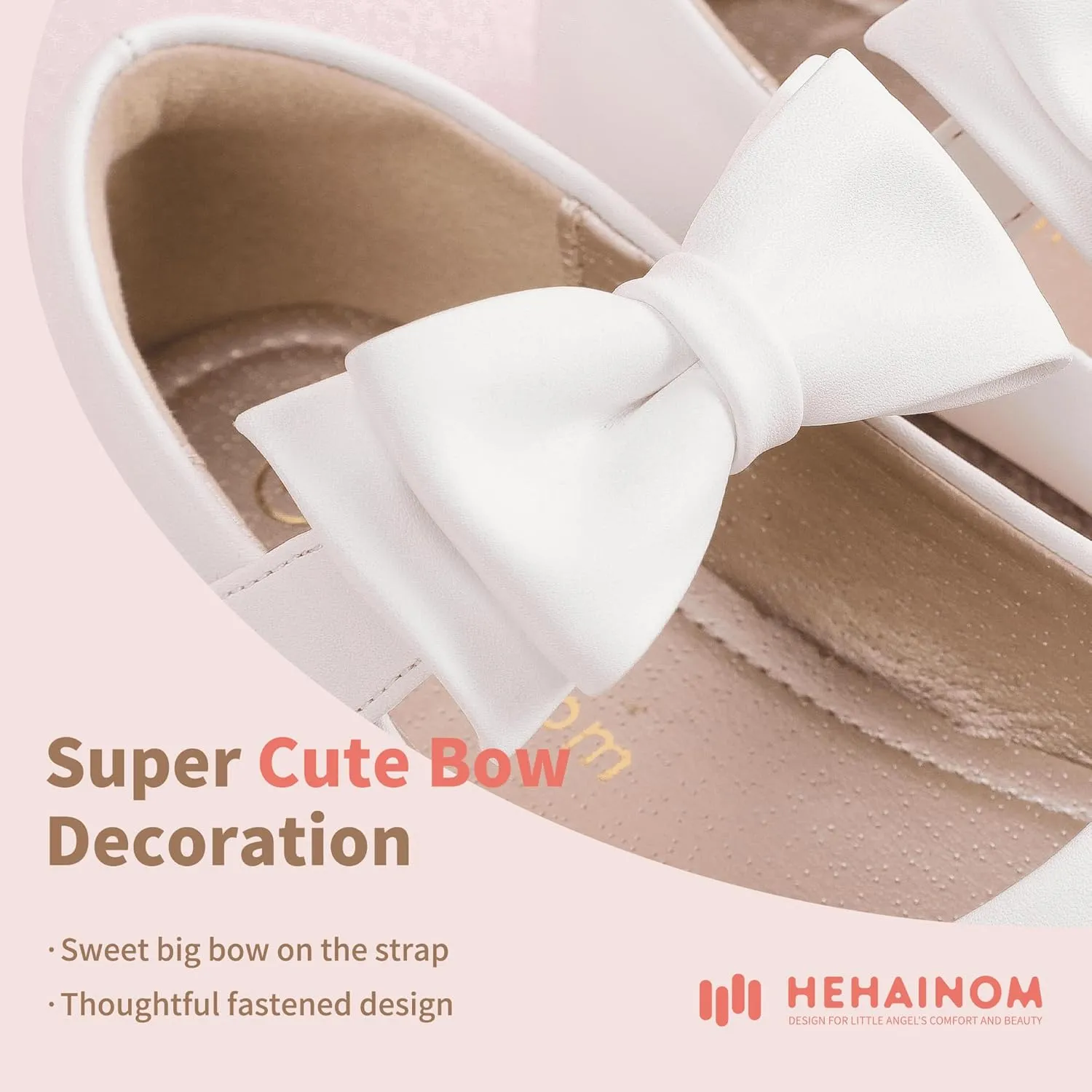 Hehainom Toddler Flower Girls Dress Shoes, Mary Jane Princess Ballet Flats with Bow and Peals for Party School