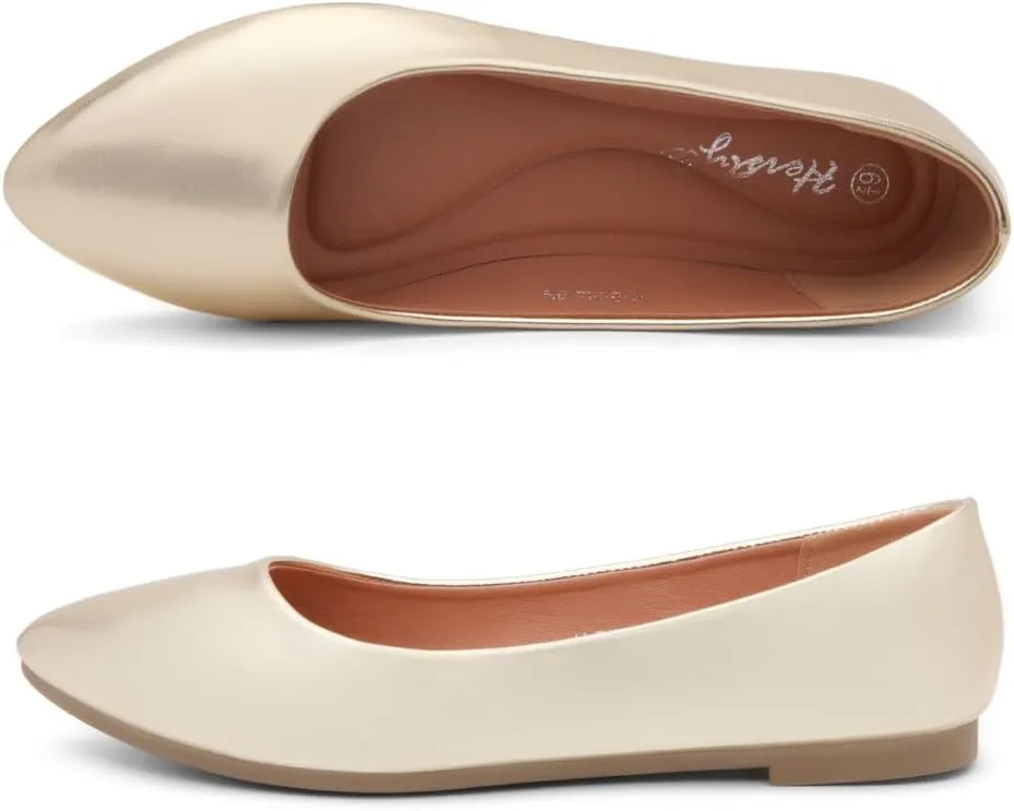 Herstyle Elina Women's Flats, Pointed Toe Ballet Flat Shoes, Slip-On Dressy Flats, Comfortable Casual Ballerina Shoes for Daily Wear, Work, Office, and Party