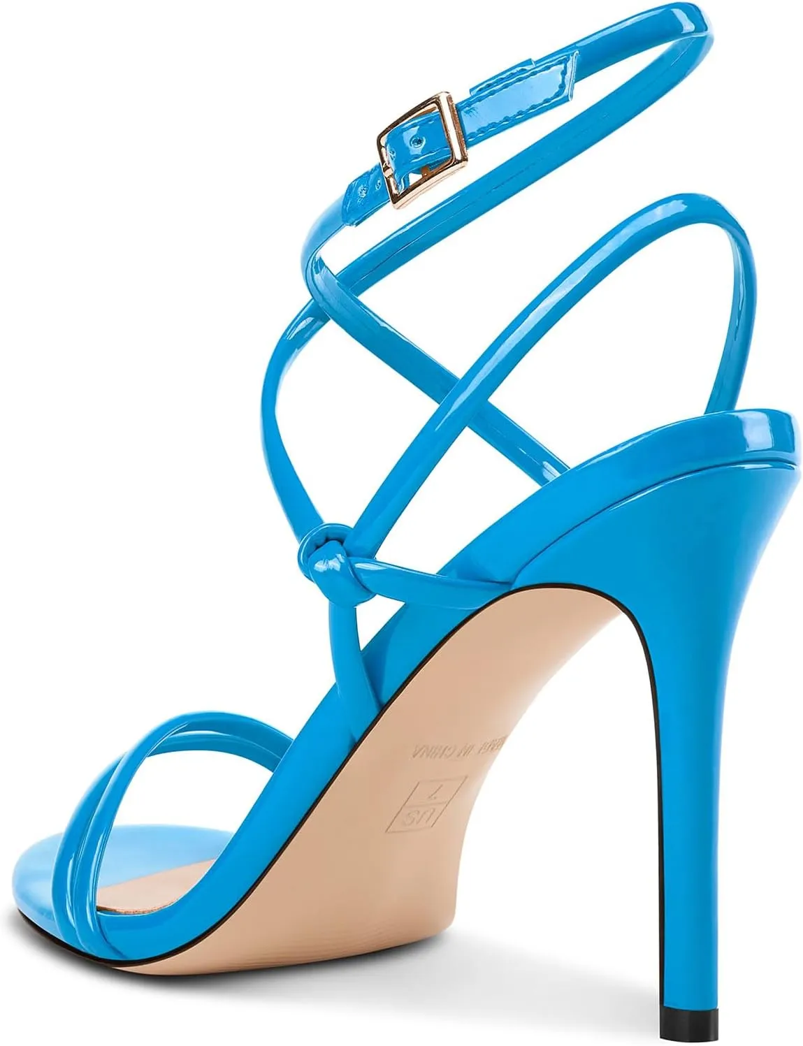 HEUIVZAR Womens Strappy Lace-up Stiletto High Heel Sandals Open Toe Ankle Strap Slingback Party Sexy Dress Shoes Patent Leather 3.9 Inches Heels
