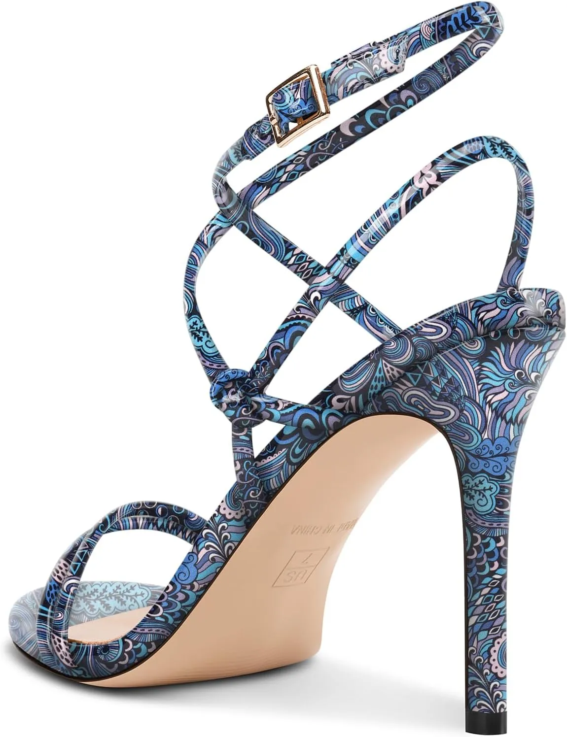 HEUIVZAR Womens Strappy Lace-up Stiletto High Heel Sandals Open Toe Ankle Strap Slingback Party Sexy Dress Shoes Patent Leather 3.9 Inches Heels