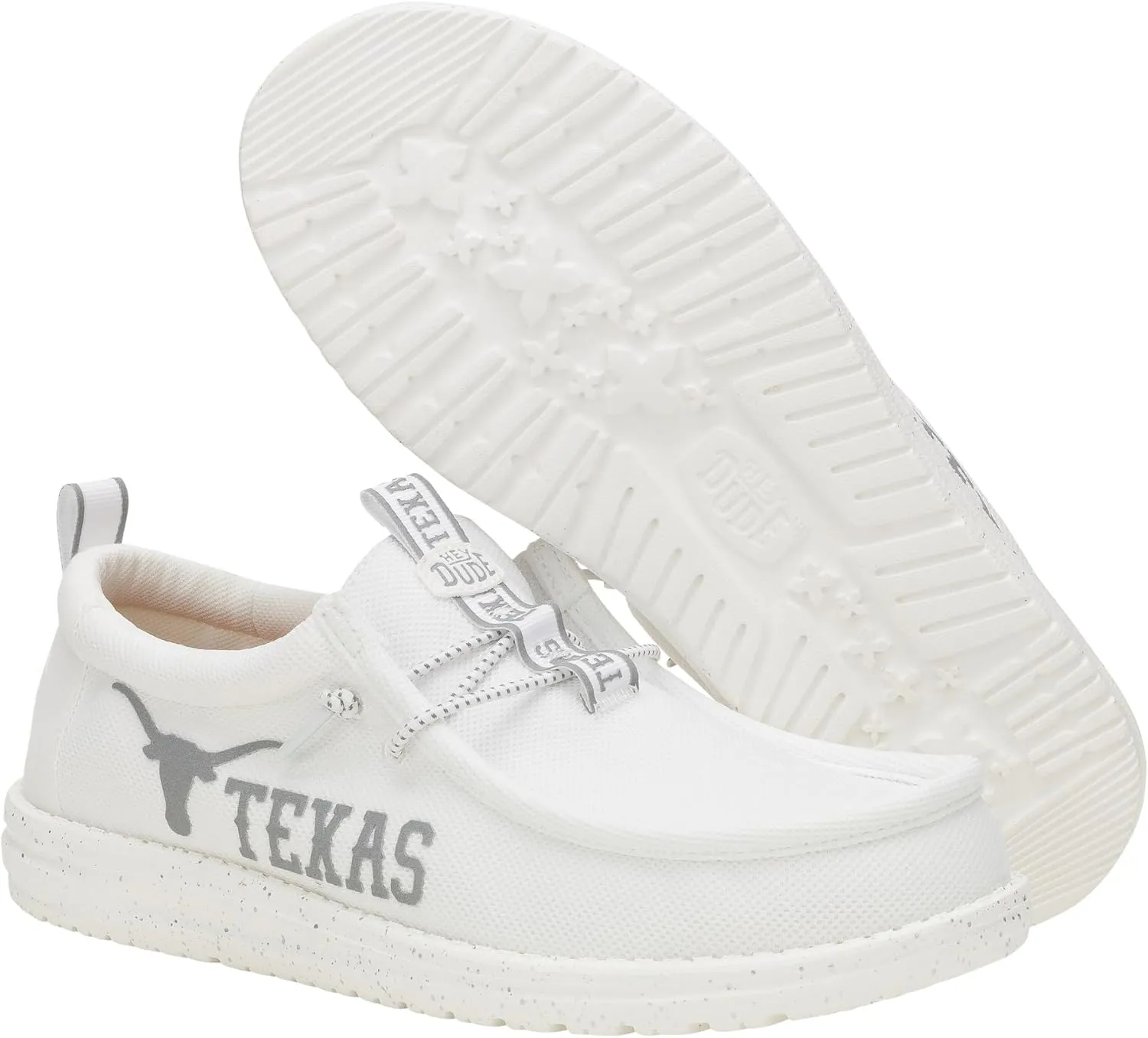 HEYDUDE Wally Collegiate Whites, Men’s Shoes, Men's Slip-on Loafers, Comfortable & Light-Weight