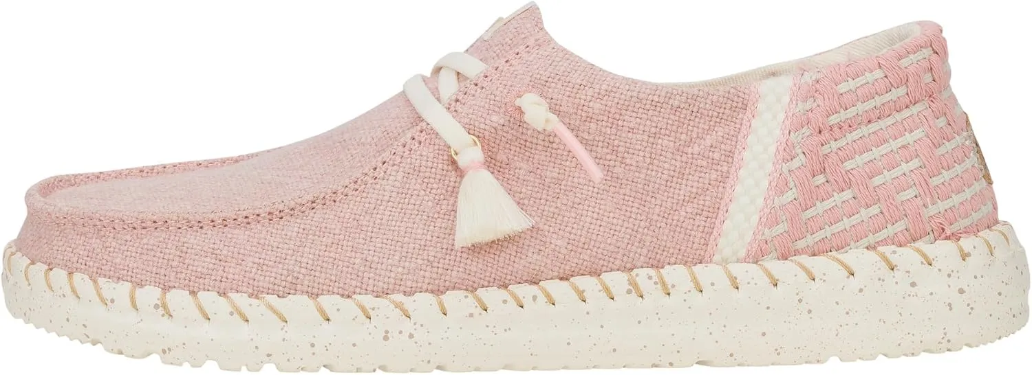 HEYDUDE Wendy Funk Coastal Jute Pink Size 12, Women’s Shoes, Women’s Slip-on Loafers, Comfortable & Light-Weight