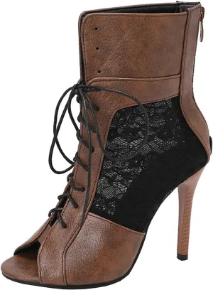 High Heels Women's Open Toe Hollow Lace Sandals Booties Stiletto Party Dress Dance Pumps Shoes 11cm