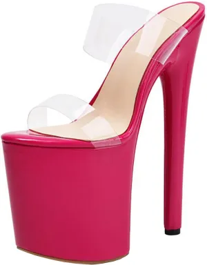 High Heels Women's Transparent Strap Mules Sandals Platform Stiletto Slip On Slippers Party Dress Nightclub Pump Shoes 20cm