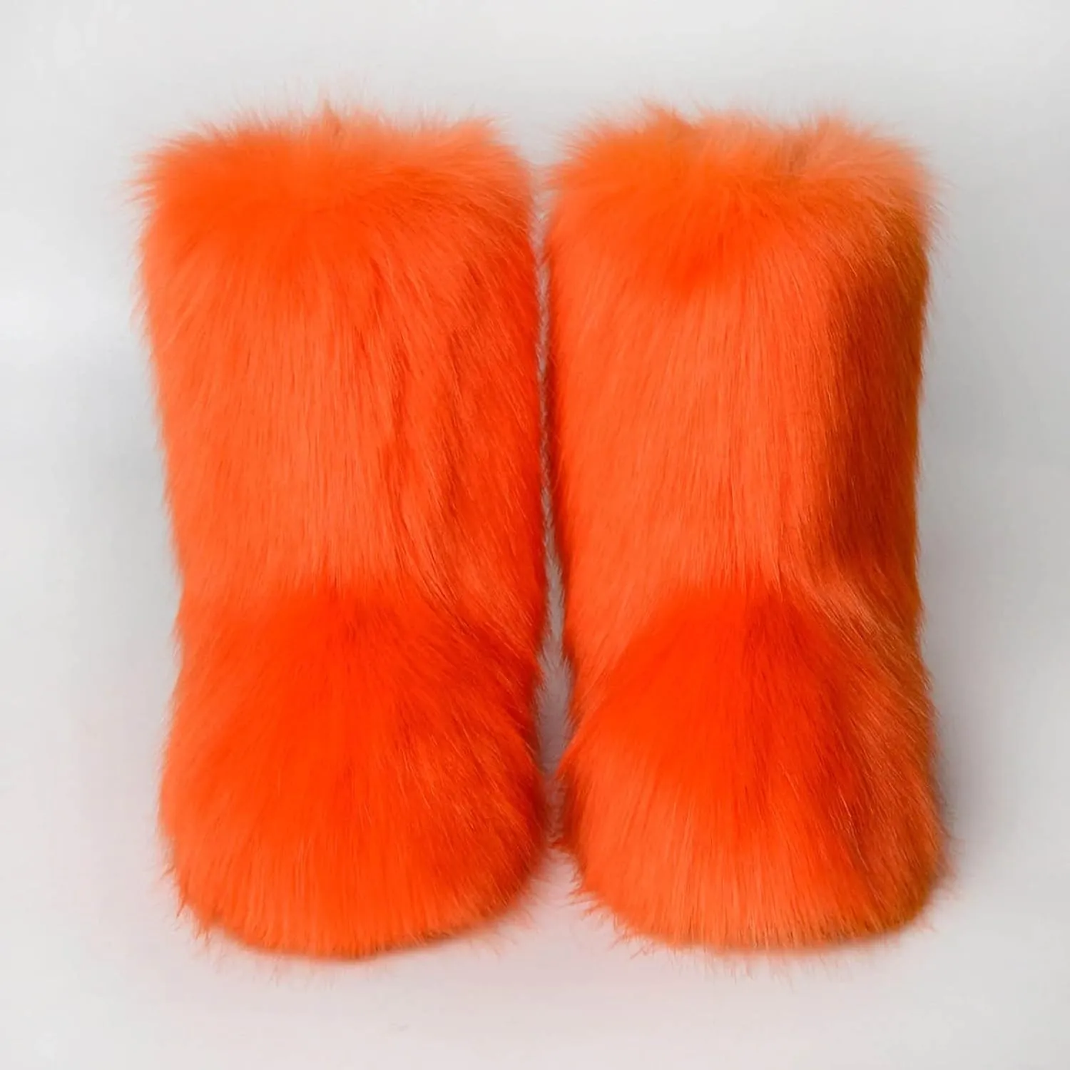HINDOLA Womens Faux Fur Boots Winter Comfy Plush Warm Snow Boots Fuzzy Fluffy Furry Round Toe Suede Boots Comfortable Winter Ankle Booties Anti Slip Outdoor Indoor Flat Shoes