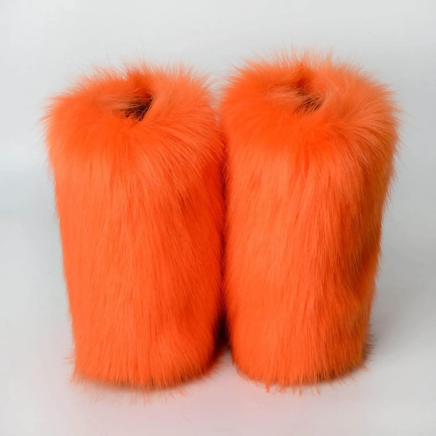 HINDOLA Womens Faux Fur Boots Winter Comfy Plush Warm Snow Boots Fuzzy Fluffy Furry Round Toe Suede Boots Comfortable Winter Ankle Booties Anti Slip Outdoor Indoor Flat Shoes