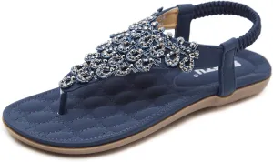 HNGHOU Women's Summer Sandals Casual Comfortable Flip Flops Bohemian Beach Clip Toe Sandals