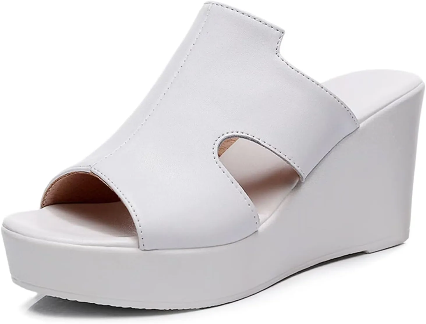 HNVAVQ Women's Wedge Slides Sandals Summer Open Toe Platform Slip On High Heel Casual Sandals Beach Comfortable Slippers