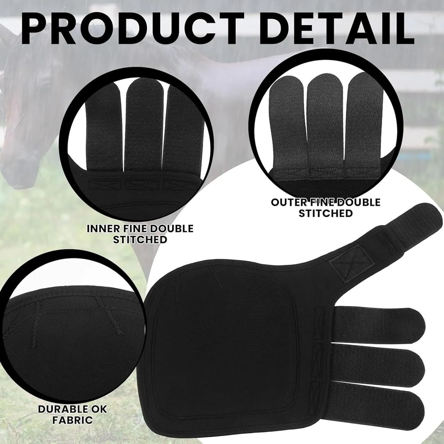 Horse Boots Protective Neoprene Shock Absorbing Reduce Impact Adjustable Straps Horse Leg Guards for Endurance Training