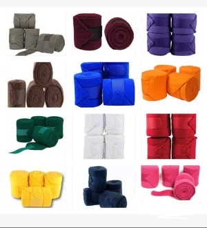 Horse Fleece Bandages/Polo Wraps/Stable Wraps Equestrian Leg Wraps Set of 4 TACK Equestrian Boots Protection (Blue)
