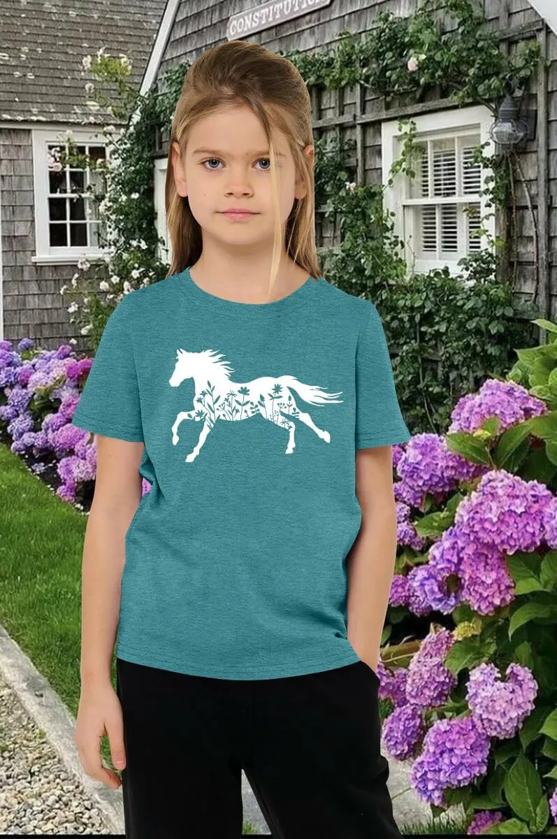 Horse Shirts for Girls Love Horses Shirt Youth Horseback Riding Casual Animal Graphic Tees 8-15 Year Old