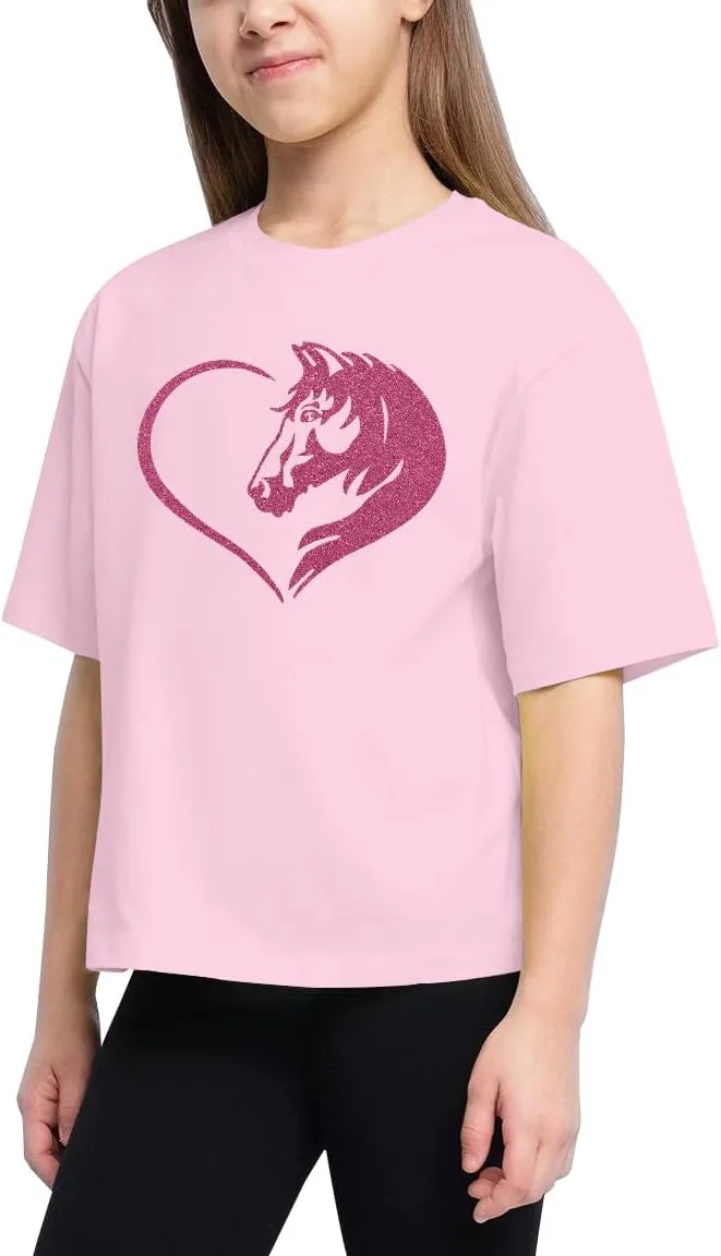 Horse Shirts for Girls Love Horses Shirt Youth Horseback Riding Casual Animal Graphic Tees 8-15 Year Old