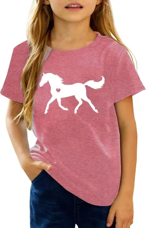 Horse Shirts for Girls Love Horses Shirt Youth Horseback Riding Casual Animal Graphic Tees 8-15 Year Old