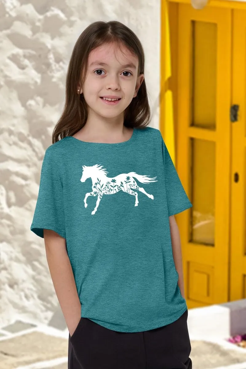 Horse Shirts for Girls Love Horses Shirt Youth Horseback Riding Casual Animal Graphic Tees 8-15 Year Old