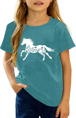 Horse Shirts for Girls Love Horses Shirt Youth Horseback Riding Casual Animal Graphic Tees 8-15 Year Old