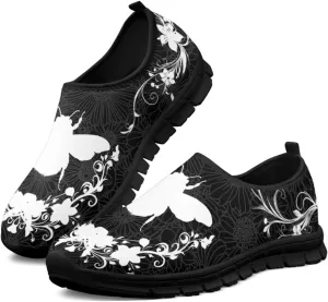 Howilath Boho Floral Mens Slip on Loafers Running Sneakers Casual Sport Shoes Hands Free Shoes with Anti-Slip Sole