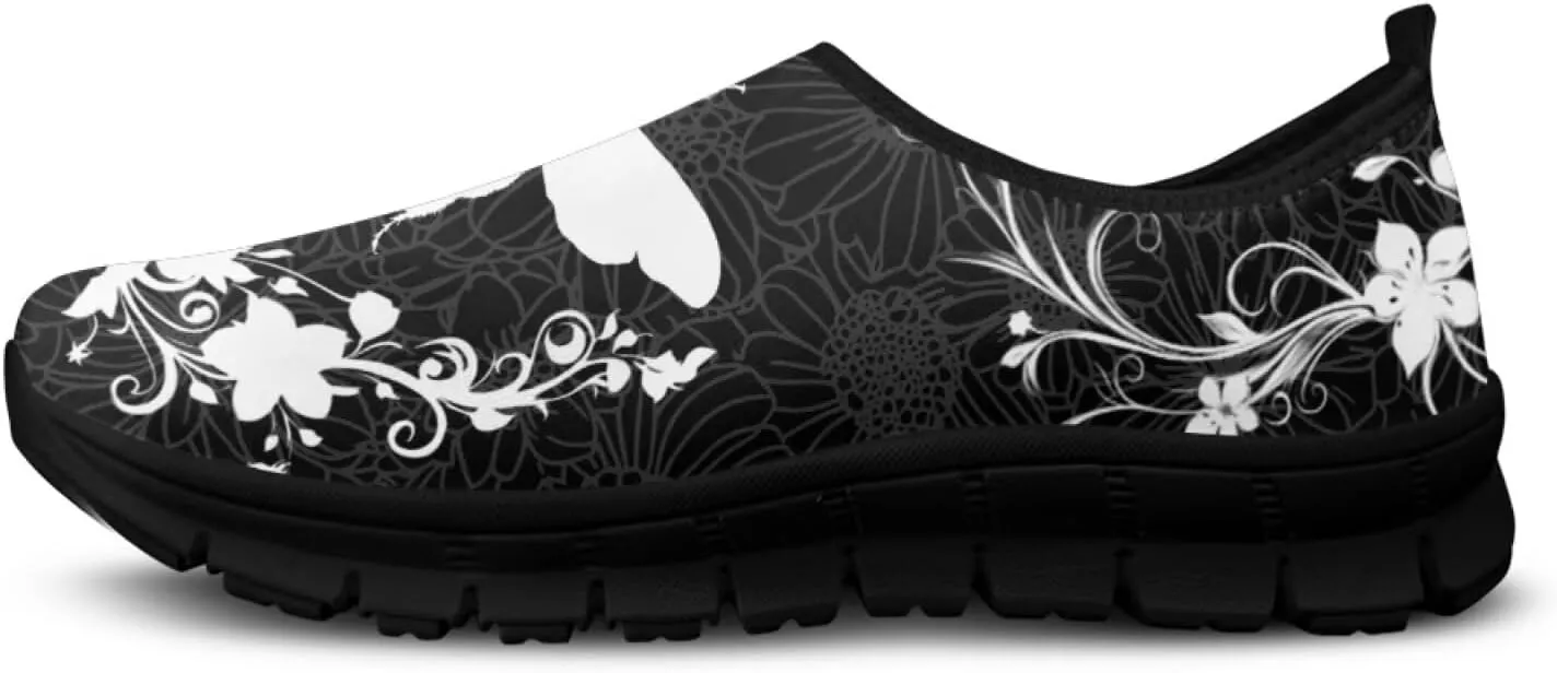 Howilath Boho Floral Mens Slip on Loafers Running Sneakers Casual Sport Shoes Hands Free Shoes with Anti-Slip Sole