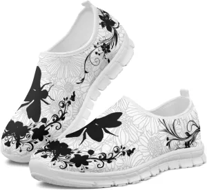 Howilath Boho Flower Slip on Shoes for Men Women Animal Print Casual Loafers Running Sneakers Anti-Skid Fashion Shoes
