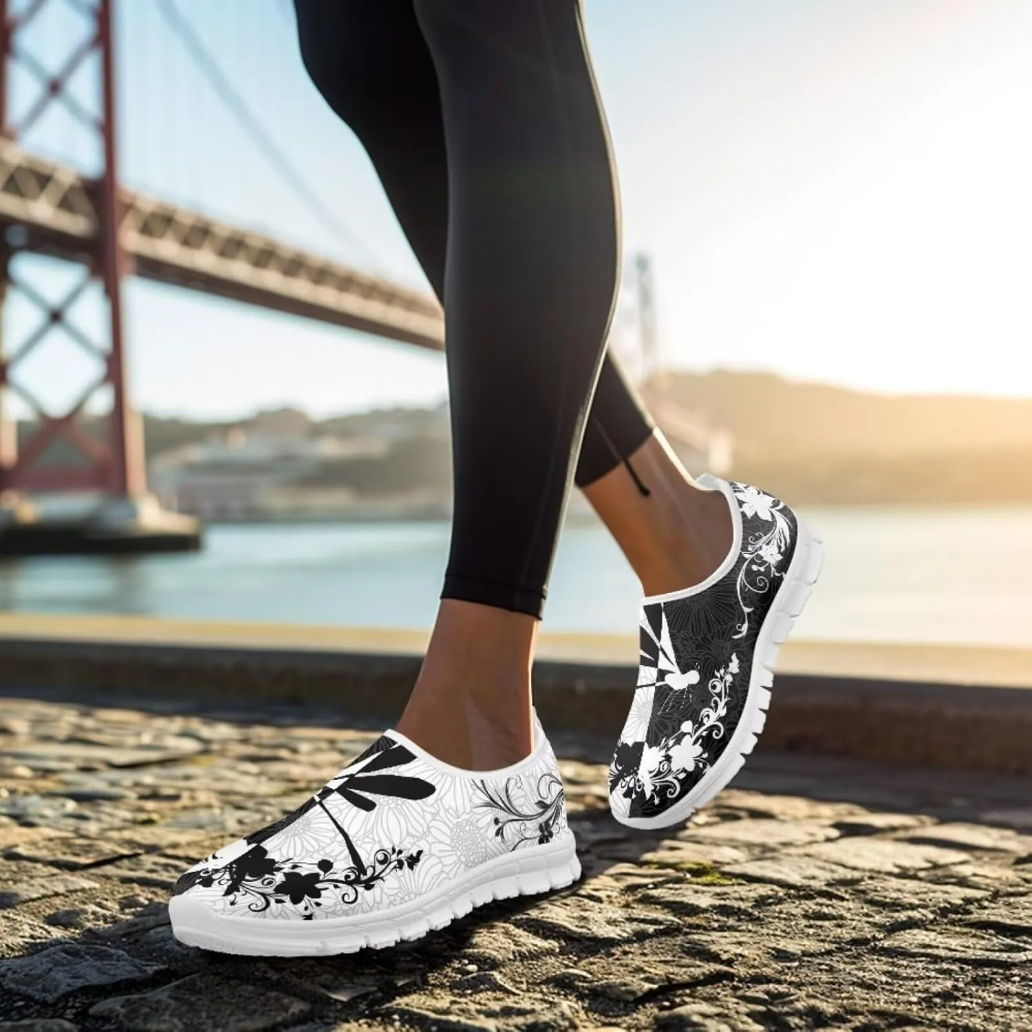 Howilath Boho Flower Slip on Shoes for Men Women Animal Print Casual Loafers Running Sneakers Anti-Skid Fashion Shoes