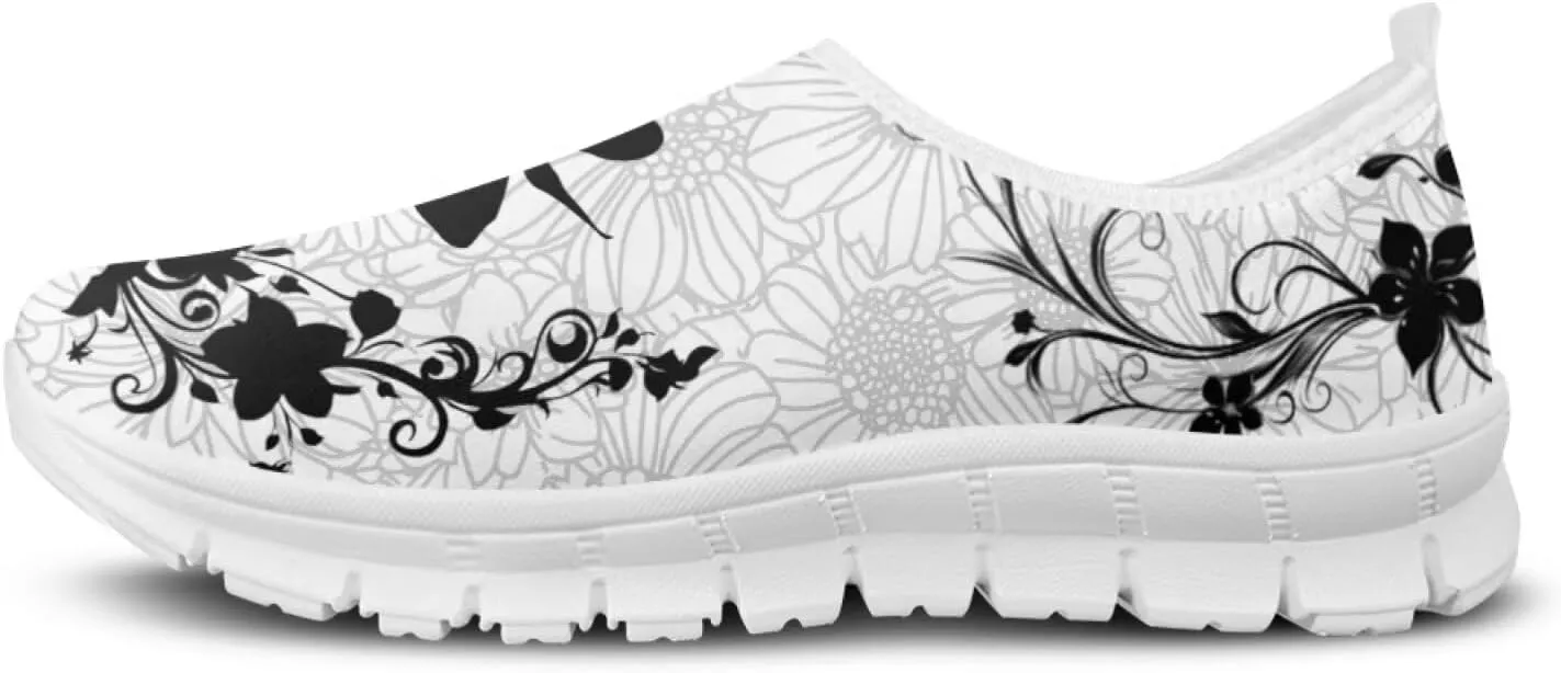 Howilath Boho Flower Slip on Shoes for Men Women Animal Print Casual Loafers Running Sneakers Anti-Skid Fashion Shoes