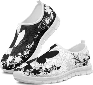 Howilath Boho Flower Slip on Shoes for Men Women Animal Print Casual Loafers Running Sneakers Anti-Skid Fashion Shoes