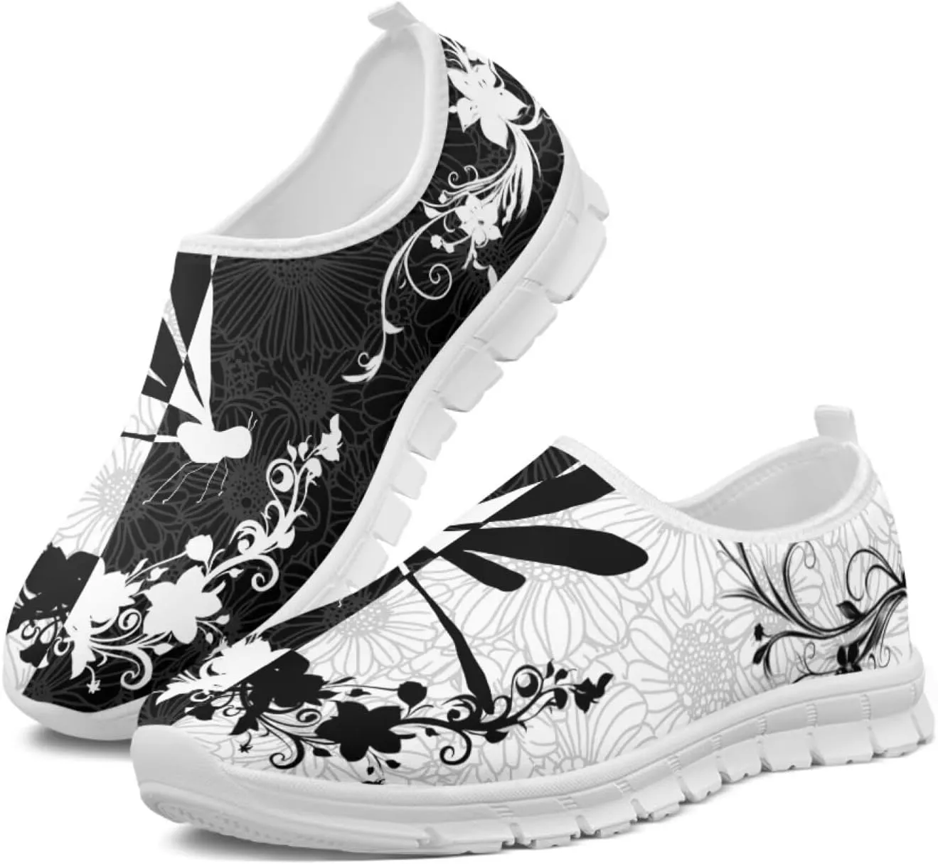 Howilath Boho Flower Slip on Shoes for Men Women Animal Print Casual Loafers Running Sneakers Anti-Skid Fashion Shoes