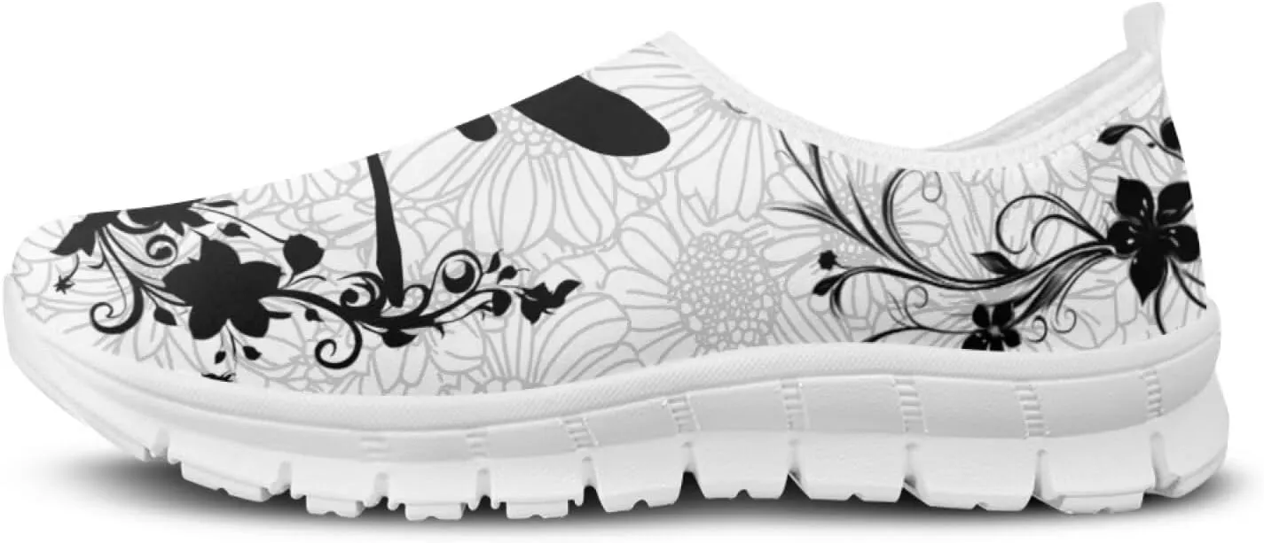 Howilath Boho Flower Slip on Shoes for Men Women Animal Print Casual Loafers Running Sneakers Anti-Skid Fashion Shoes