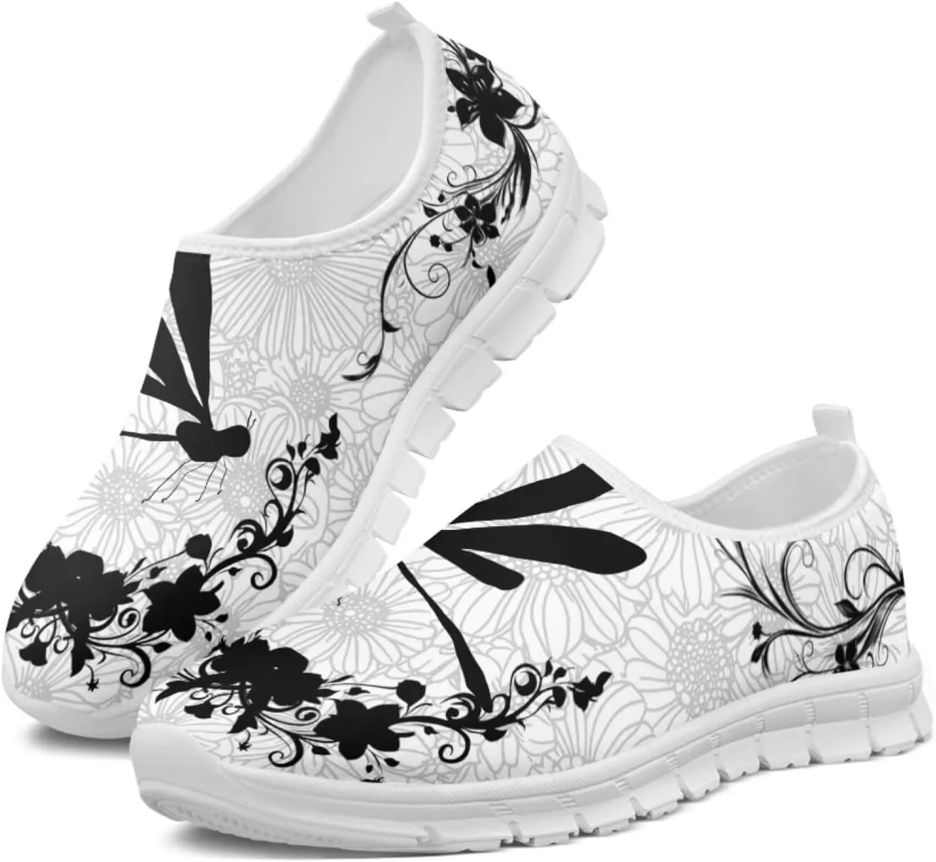 Howilath Boho Flower Slip on Shoes for Men Women Animal Print Casual Loafers Running Sneakers Anti-Skid Fashion Shoes