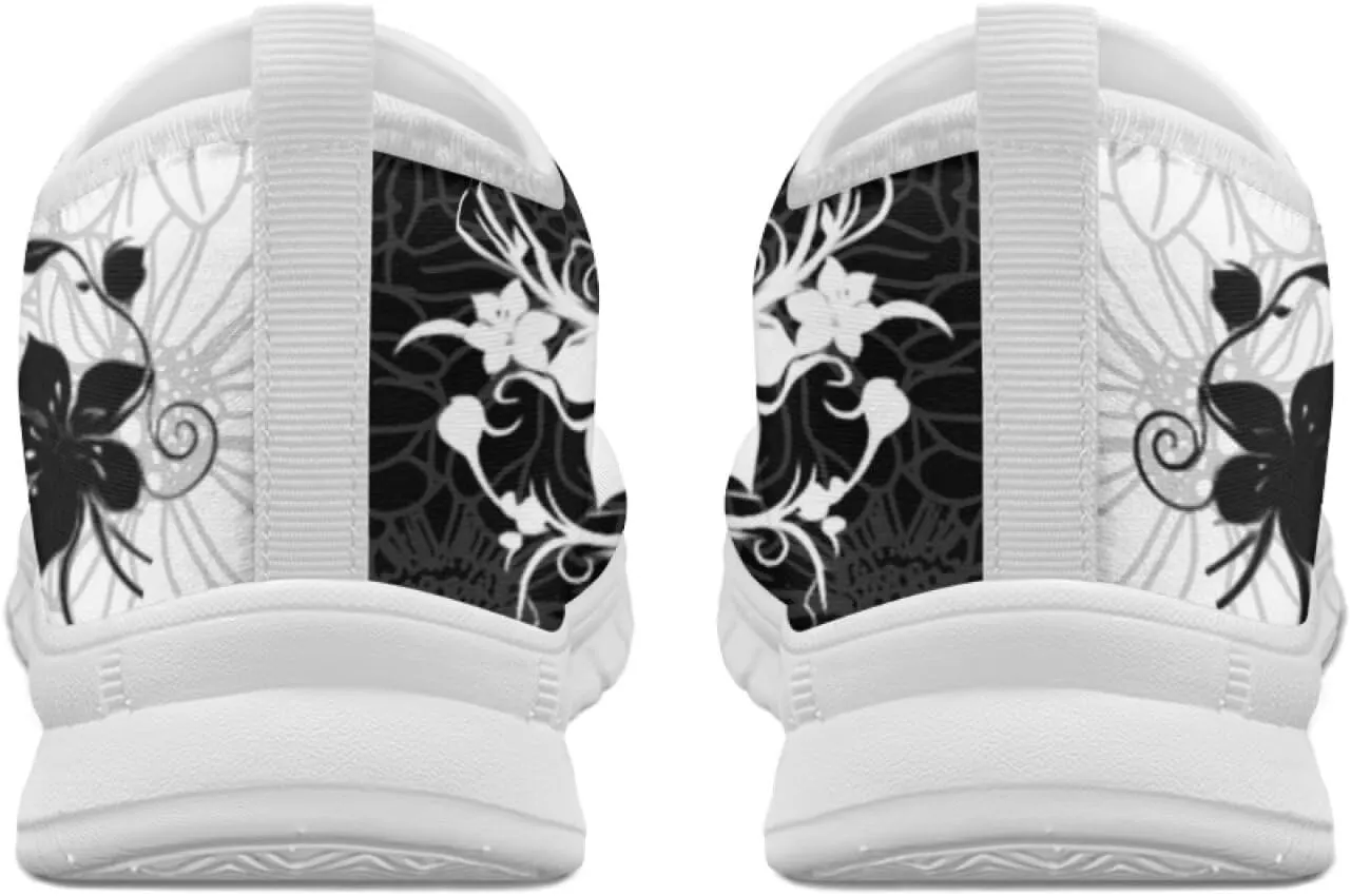 Howilath Boho Flower Slip on Shoes for Men Women Animal Print Casual Loafers Running Sneakers Anti-Skid Fashion Shoes