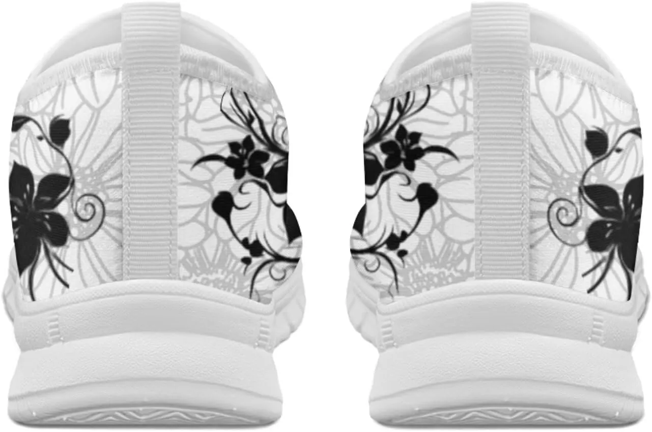 Howilath Boho Flower Slip on Shoes for Men Women Animal Print Casual Loafers Running Sneakers Anti-Skid Fashion Shoes