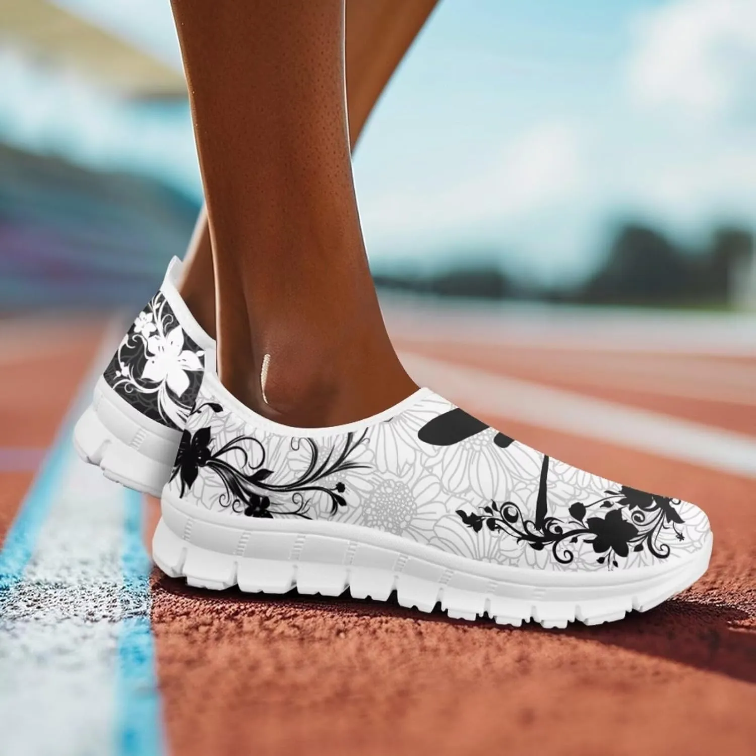 Howilath Boho Flower Slip on Shoes for Men Women Animal Print Casual Loafers Running Sneakers Anti-Skid Fashion Shoes